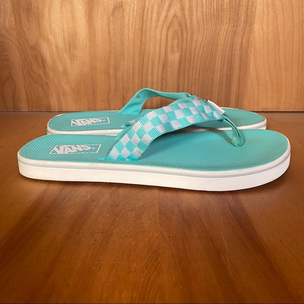 Womens 9 Vans Checkerboard Flip Flops SeaFoam Blue SEF0999